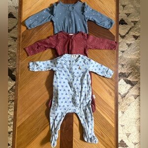 Bundle of 3 Baby Girl Footed Sleepers 3-6 Months, Carters, Gerber and Baby Gap
